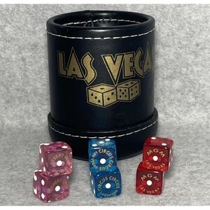 VTG Las Vegas Casino Dice Set of 6 Desert Inn Circus Circus MGM Cup Game Night